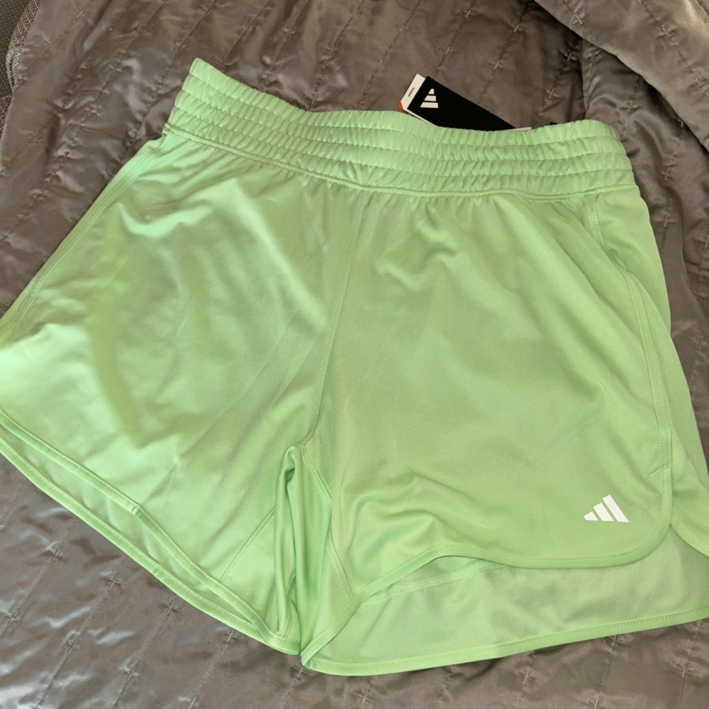 Adidas Green Athletic Shorts Lightweight Moisture-Wicking